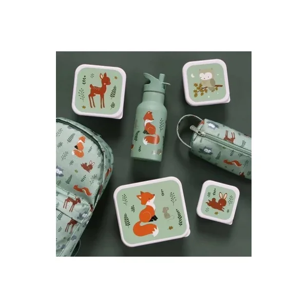 4 boites à goûter amis de la forêt sauge - A Little Lovely Company