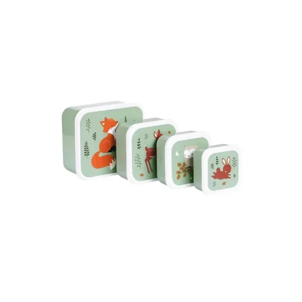 4 boites à goûter amis de la forêt sauge - A Little Lovely Company