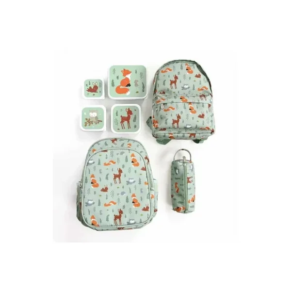 4 boites à goûter amis de la forêt sauge - A Little Lovely Company