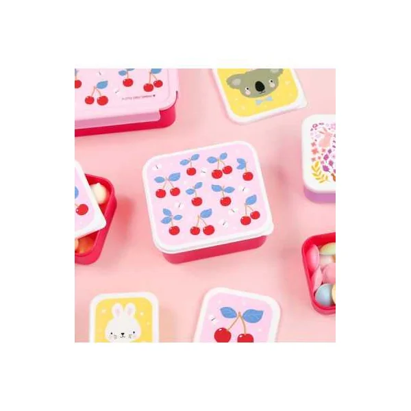 4 boites à goûter Cerises - A Little Lovely Company - Accessoire enfant