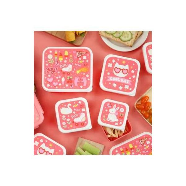 4 boites à goûter Fun - A Little Lovely Company - Accessoire enfant