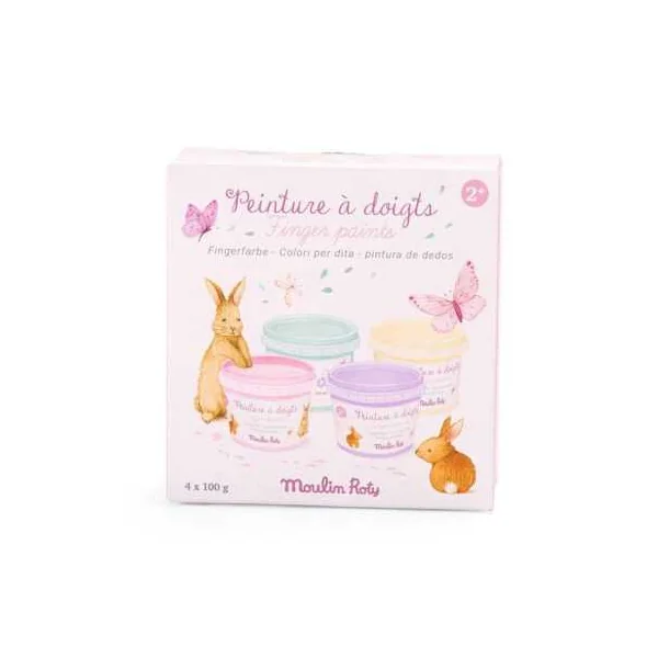 4 pots de peinture à doigts pastel Les Rosalies - Moulin Roty