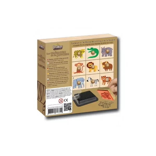 9 Tampons en Bois Animaux de la Savane Créalign' | Dès 3 ans