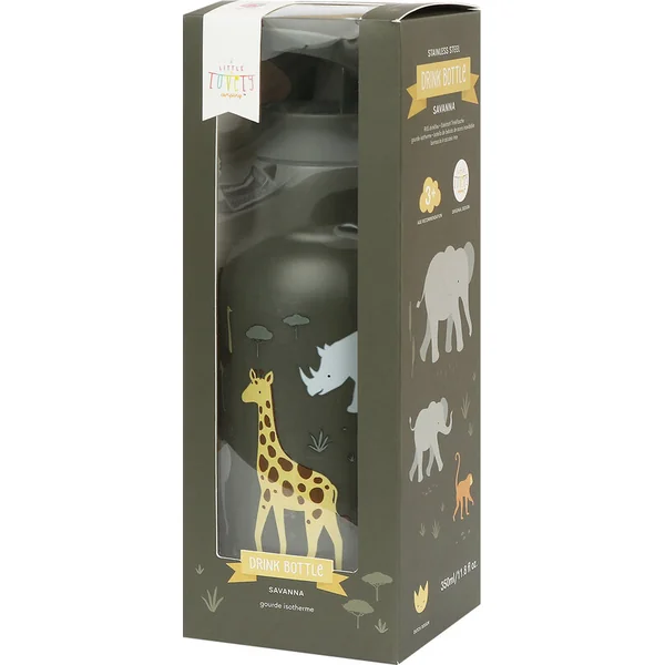 A Little Lovely Company - bouteille en acier inoxydable, 350 ml - animaux de la savane