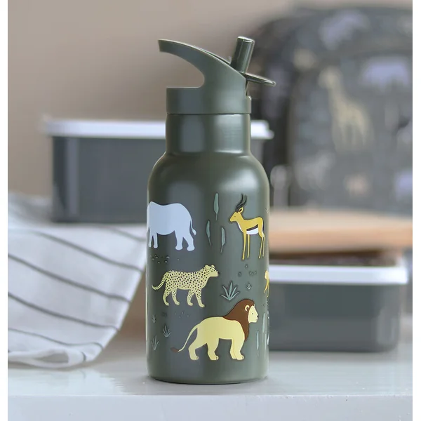 A Little Lovely Company - bouteille en acier inoxydable, 350 ml - animaux de la savane