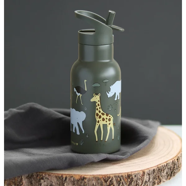 A Little Lovely Company - bouteille en acier inoxydable, 350 ml - animaux de la savane