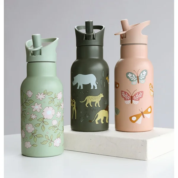 A Little Lovely Company - bouteille en acier inoxydable, 350 ml - animaux de la savane