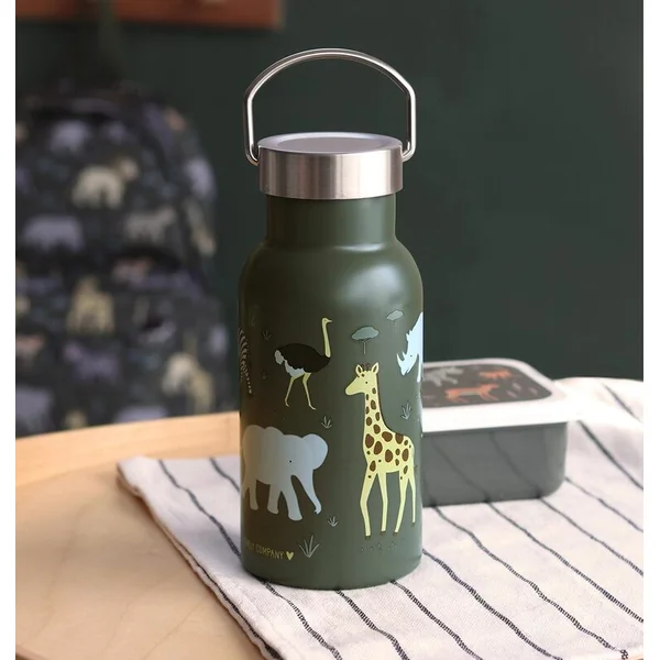 A Little Lovely Company - bouteille en acier inoxydable, 350 ml - animaux de la savane