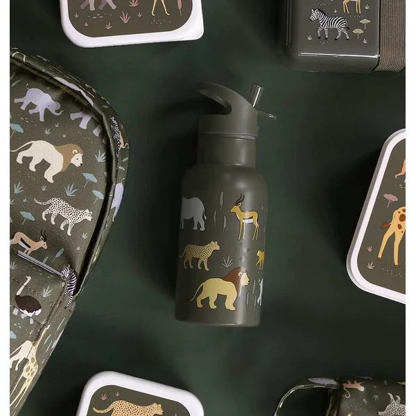 A Little Lovely Company - bouteille en acier inoxydable, 350 ml - animaux de la savane
