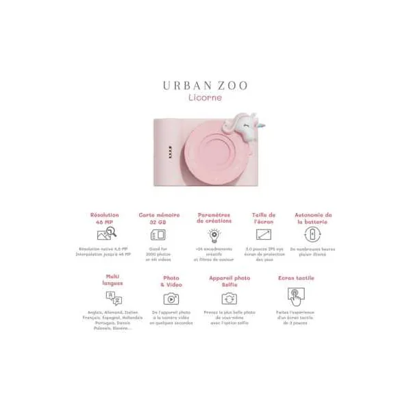 Appareil Photo Licorne Urban Zoo | The Zoofamily | Cadeau 5-10 ans