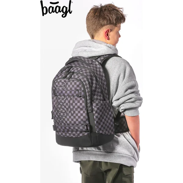 BAAGL ENSEMBLE 3 Skate Max Ska gris : sac à dos, trousse, pochette