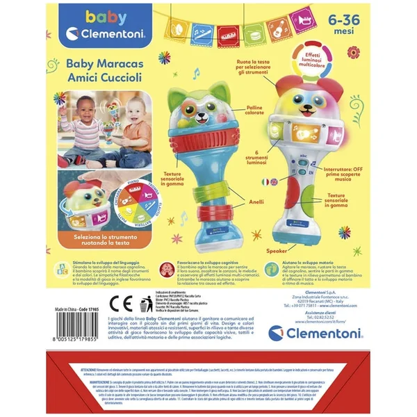 Baby Clementoni - Baby Maracas Amici Cuccioli Baby Activity Toys - Italian Edition