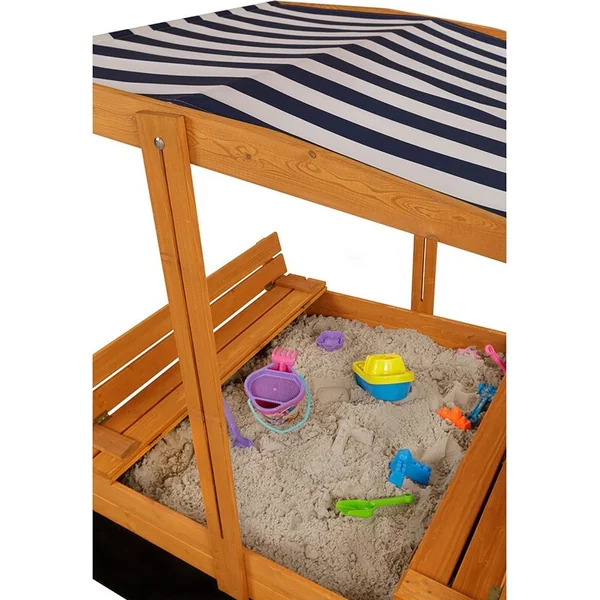 Bac à sable en bois pour enfants avec bancs et toit Baby Mix 120x120 cm