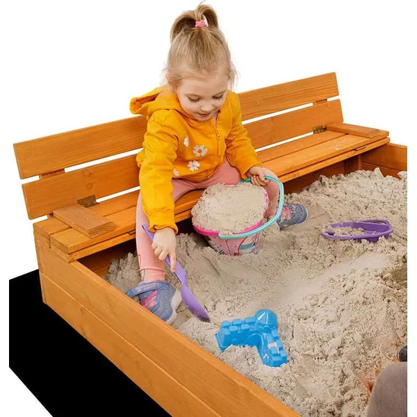 Bac à sable en bois pour enfants avec bancs et toit Baby Mix 120x120 cm