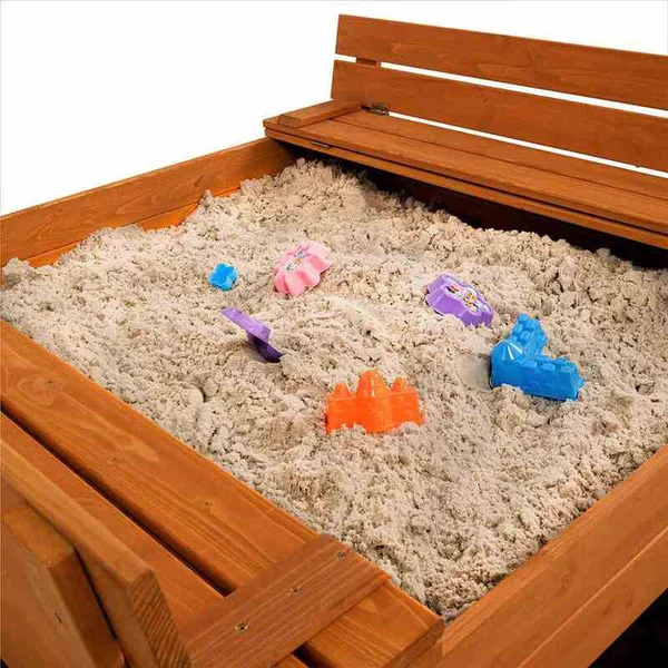 Bac à sable en bois pour enfants avec bancs et toit Baby Mix 120x120 cm