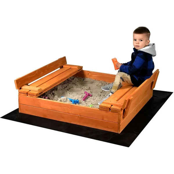 Bac à sable en bois pour enfants avec couvercle et bancs Baby Mix 100x100 cm