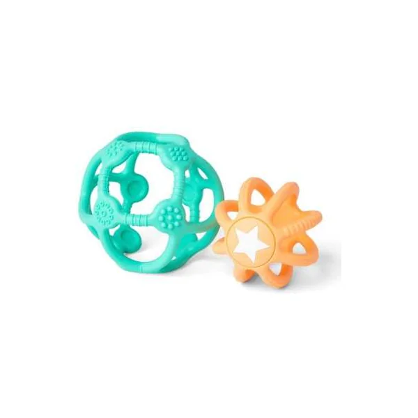 Balles d'Éveil Vert et Orange Little L | Jouet Bébé en Silicone