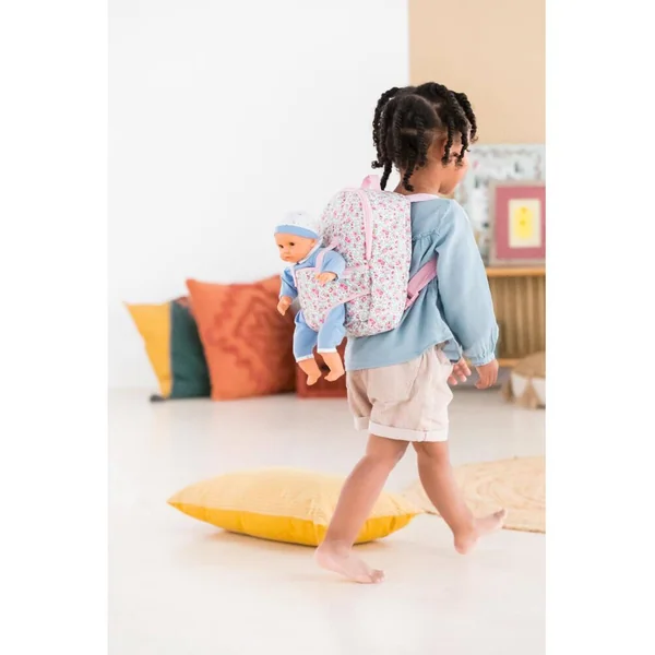 BB30 - SAC A DOS PORTE-POUPON FLEURI POUR POUPON 30 CM - COROLLE ACCESSOIRES