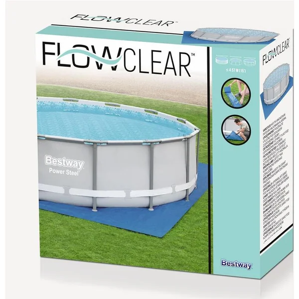 Bestway 58003 Tapis de sol carré Flowclear™ 488 x 488 cm pour piscines hors-sol jusqu'à Ø 457 cm,