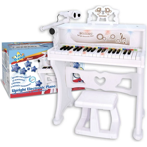 Bontempi Piano électronique pour enfants avec tabouret + connexion USB et Bluetooth