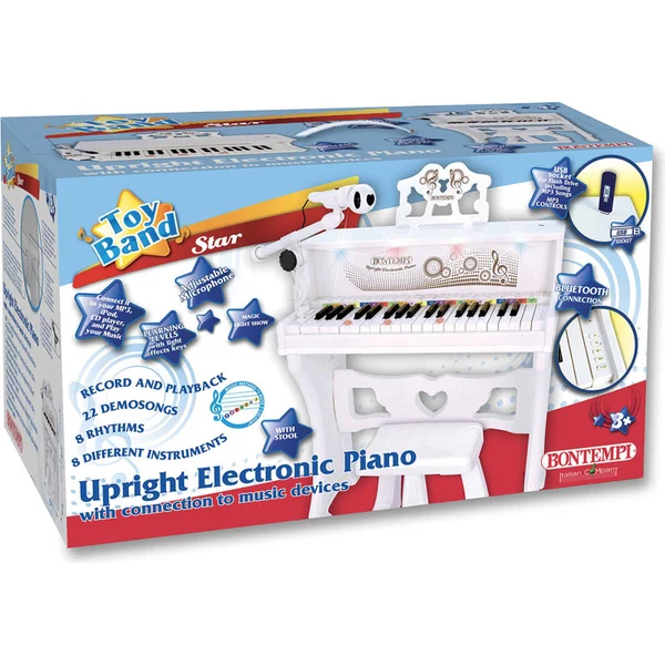 Bontempi Piano électronique pour enfants avec tabouret + connexion USB et Bluetooth