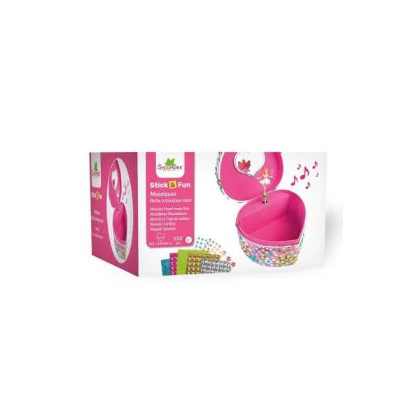 Boîte à Musique Cœur 3D à Décorer Sycomore | Mosaïques et Strass