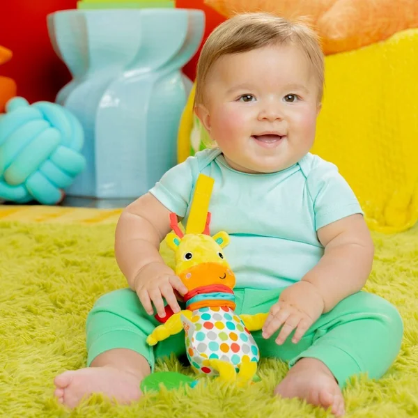 BRIGHT STARTS Jouet avec mélodie sur anneau en C Pull, Play & Boogie™ girafe 0m+