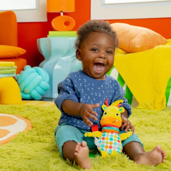 BRIGHT STARTS Jouet avec mélodie sur anneau en C Pull, Play & Boogie™ girafe 0m+