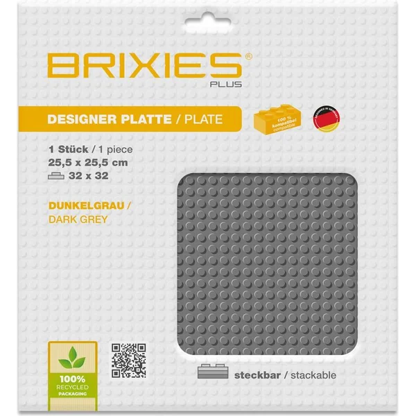 BRIXIES Plus 225.011 Plaque de base pour construction - gris foncé 25,5 x 25,5 cm