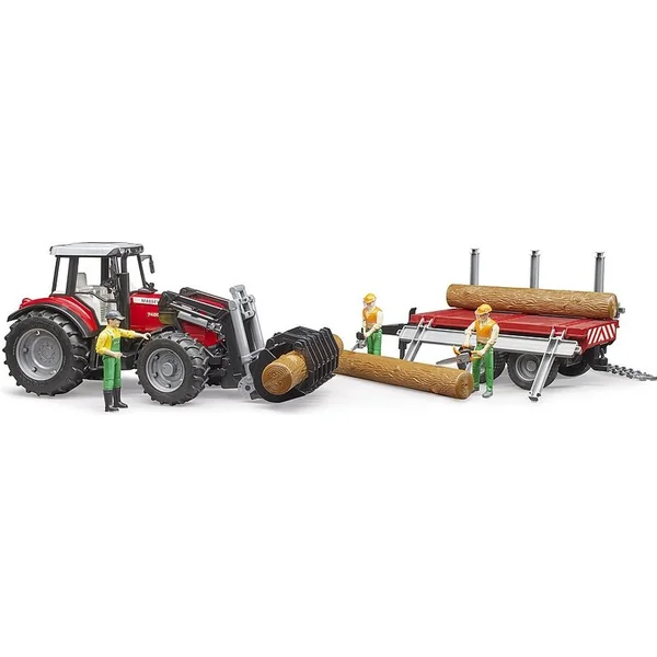Bruder 02046 Massey Ferguson 7480 avec chargeur frontal et transporteur de bois