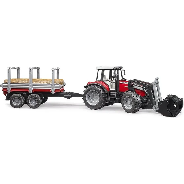 Bruder 02046 Massey Ferguson 7480 avec chargeur frontal et transporteur de bois