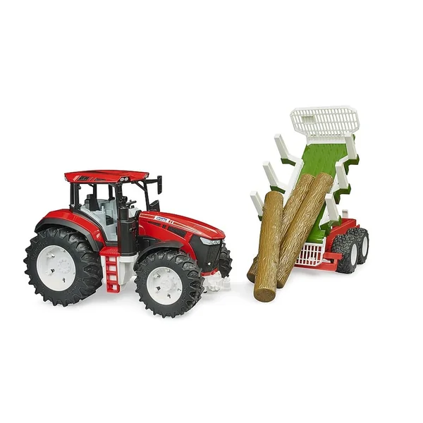 Bruder - Forestry ROADMAX Tractor with Forwarding Trailer and 3 tree trunks Play Vehicle