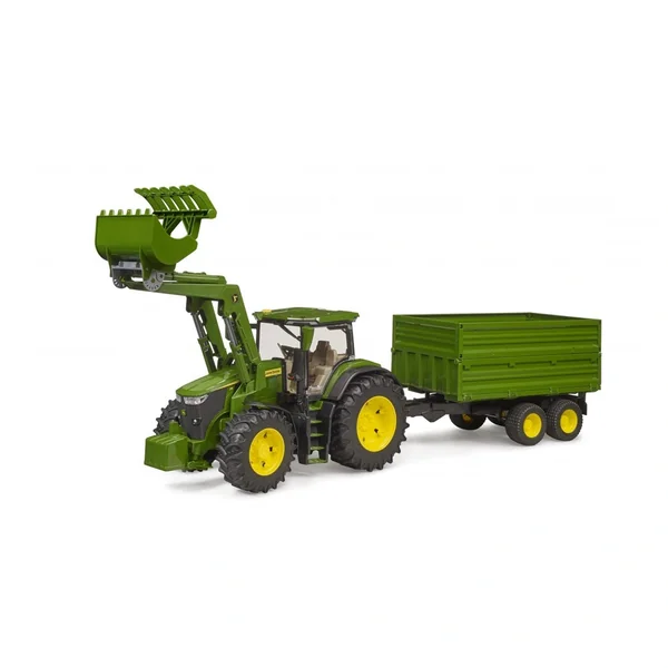 Bruder - John Deere 7R 350 With Frontloader And Tandem Axle Tipping Trailer - Play Vehicle