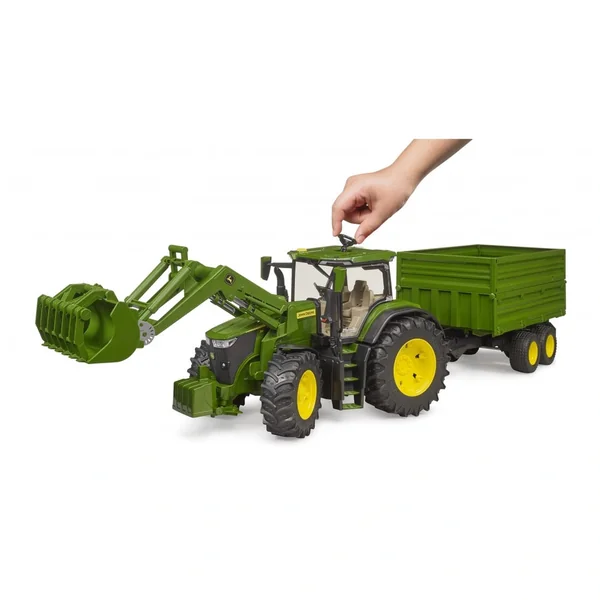 Bruder - John Deere 7R 350 With Frontloader And Tandem Axle Tipping Trailer - Play Vehicle