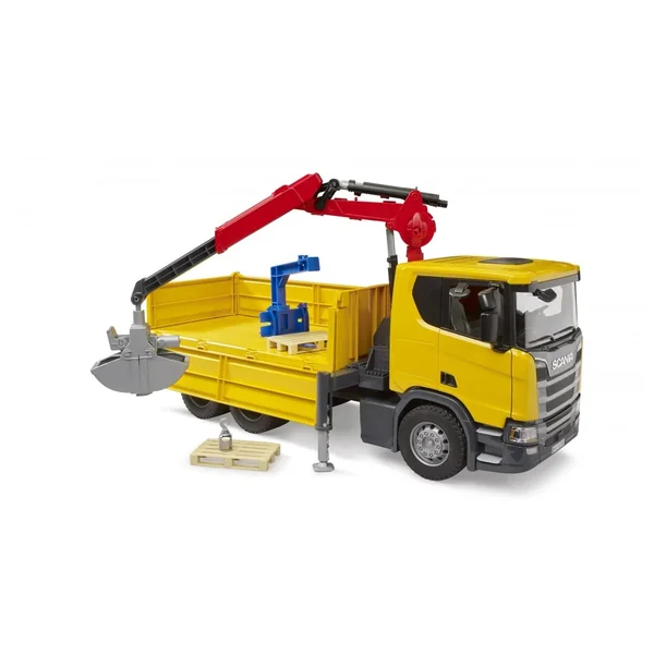 Bruder - Scania Super 560R Construction Site Truck With Crane And Two Pallets - Play Vehicle