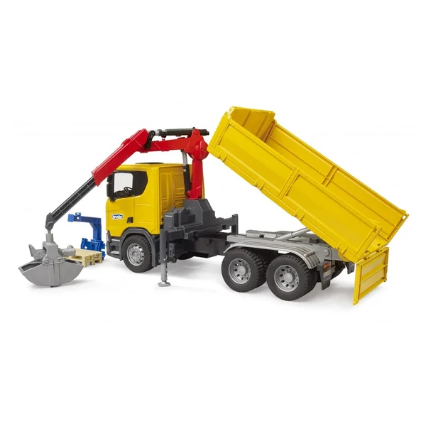 Bruder - Scania Super 560R Construction Site Truck With Crane And Two Pallets - Play Vehicle