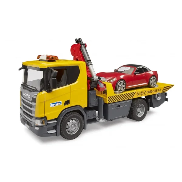 Bruder - Scania Super 560R Tow Truck With Light And Sound Module And Bruder Roadster - Play Vehicle