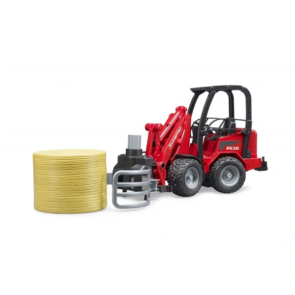 Bruder - Schäffer Compact Loader 2630 With Bale Gripper And Bale - Play Vehicle