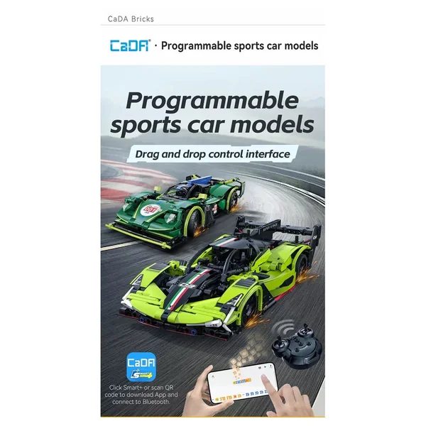 CaDA - Construction Set Toys - Phantom Wing Sport Car - Green - 6 Years - STEM Learning