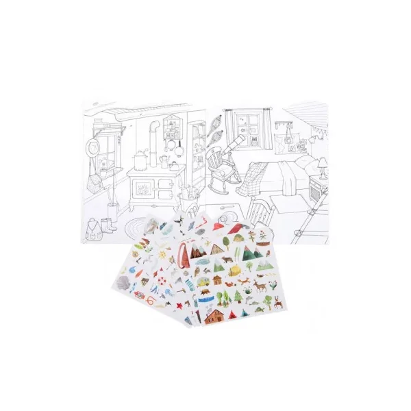 Cahier de coloriage et stickers L'explorateur Le Jardin du Moulin - Moulin Roty