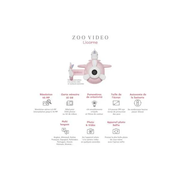 Caméra Zoo Video Licorne | The Zoofamily | Cadeau Enfant 3-10 ans
