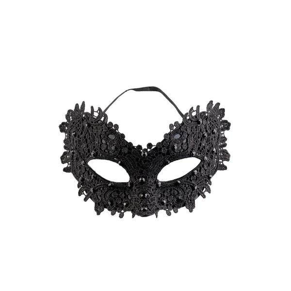 Carnival Toys - Black Lace Mask with Rhinestones on Cardboard - Pretend Professions & Role Playing