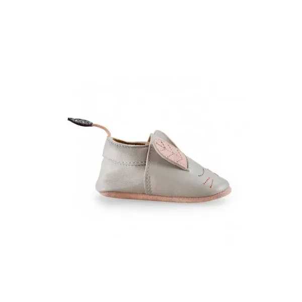 Chaussons cuir lapin gris Après la pluie 18/24 m - Moulin Roty