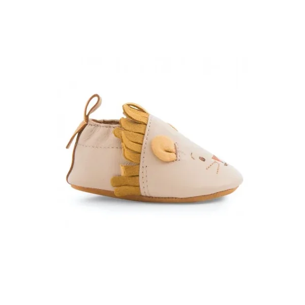 Chaussons cuir lion beige Sous mon baobab 0/6 m - Moulin Roty