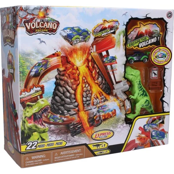 Circuit de voiture volcan avec voiture changeant de couleur