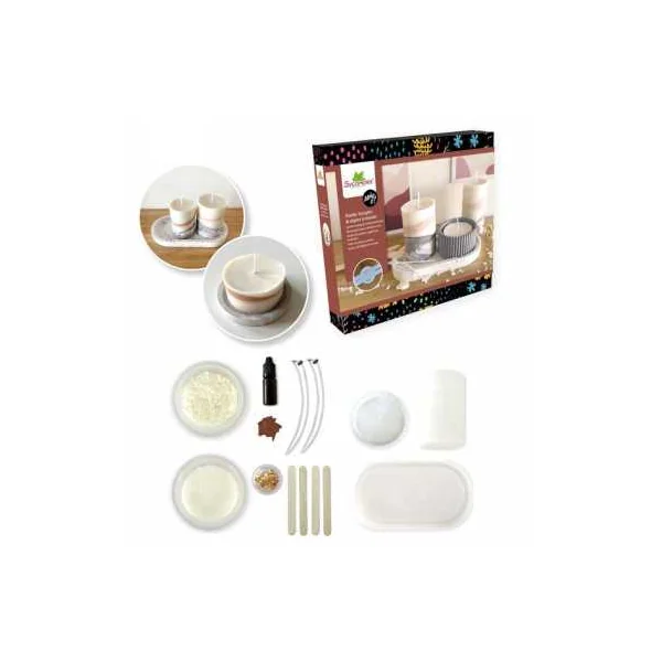 Coffret Bougies et Jesmonite Sycomore | Atelier Déco dès 10 ans