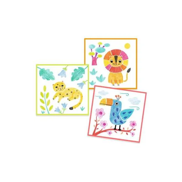 Coloriage 3 pochoirs pour une image - Djeco - Loisir créatif enfant