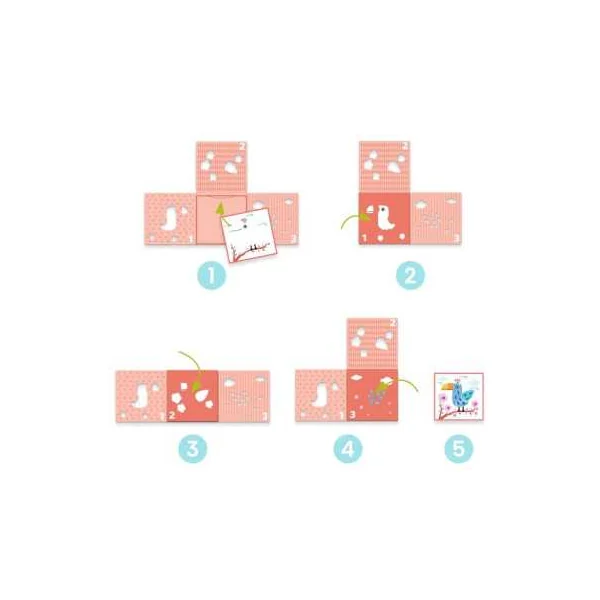 Coloriage 3 pochoirs pour une image - Djeco - Loisir créatif enfant