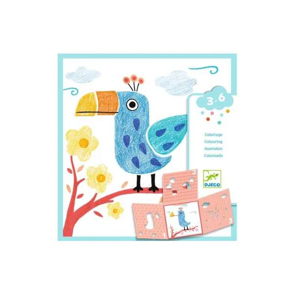 Coloriage 3 pochoirs pour une image - Djeco - Loisir créatif enfant