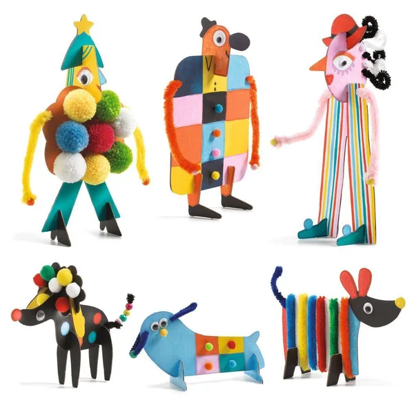 CREATIVE PUNCH OUT BOXCOFFRET MULTI ACTIVITES… TOUT EST UTILISE ! 6 BONHOMMES ET TOUTOUS